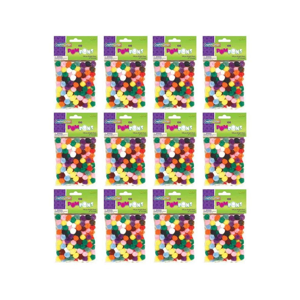 Pacon CK-811401-12 0.5 in. Creativity Street Pom Pons, Assorted - Pack of 12