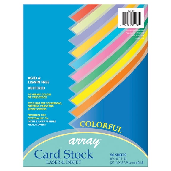 Pacon® Card Stock Paper, 8.5” x 11”, Assorted Colors, 50 Sheets