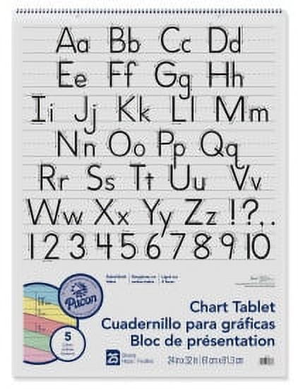 Pacon Chart Tablet, 1.5" Ruled, 24" x 32", Assorted Colors, 25 Sheets
