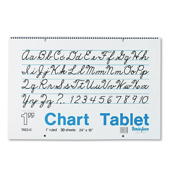 Pacon Chart Tablet, 1" Ruled, 24" x 16", White, 30 Sheets