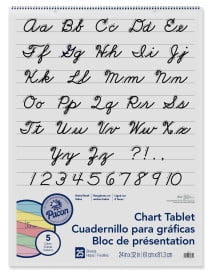 Pacon Chart Tablet, 1" Ruled, 24" x 32", Assorted Colors, 25 Sheets