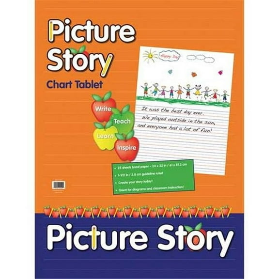 Pacon Chart Tablet 24 x 32 1.5 in. Ruled Picture Story