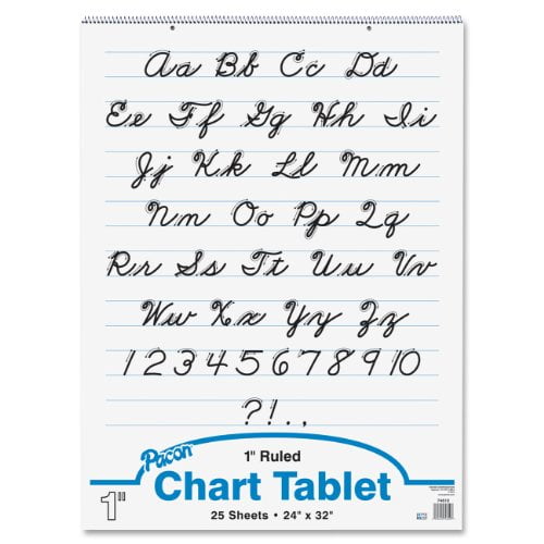 Pacon 74610 Chart Tablets w/Cursive Cover, Ruled, 24 x 32, White, 25 Sheets