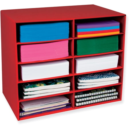 Pacon Classroom Keepers Corrugated Cardboard 10 Compartments 17"x 12.88" x 21" File Organizer, Red