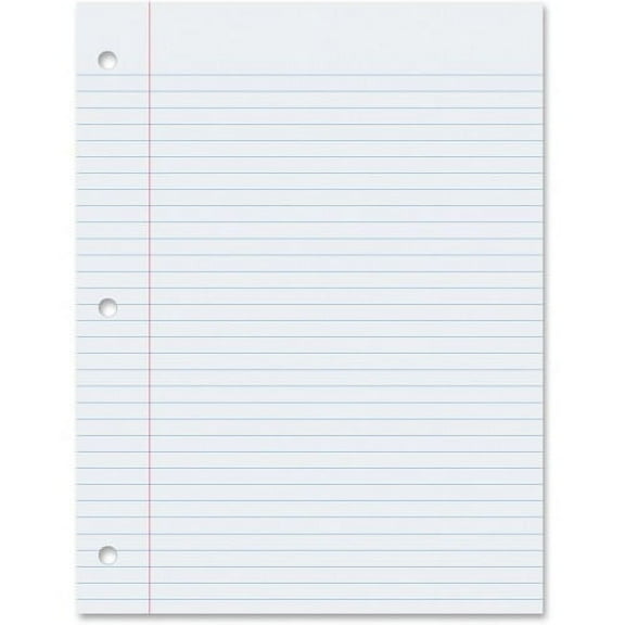 Pacon College Ruled Filler Paper 100 Sheets - College Ruled - 0.28" Ruled Red Margin - 3 Hole(s) - 8" x 10 1/2" - White Paper - Smooth, Punched - 100 / Pack