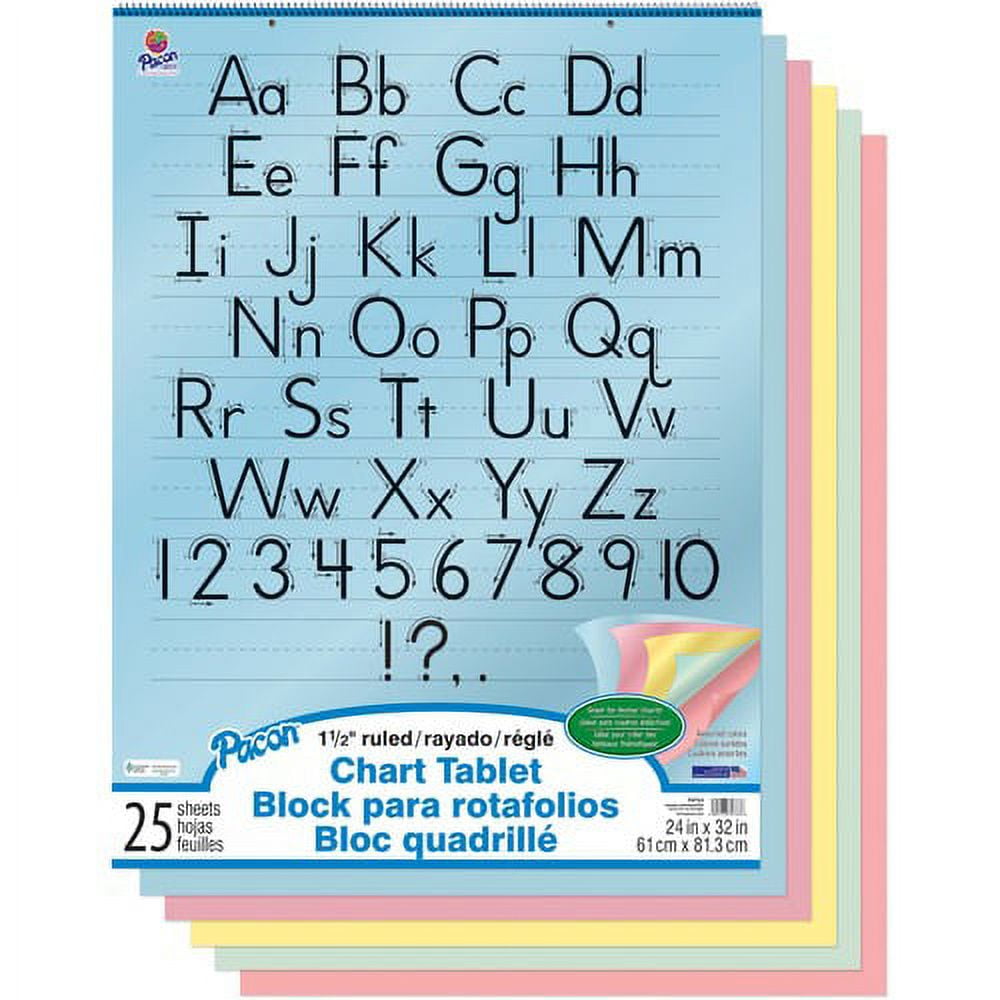 Pacon Colored Paper Chart Tablet - 24" x 32" - 5 Assorted Colors - No - 25 / Each | Bundle of 2 Each
