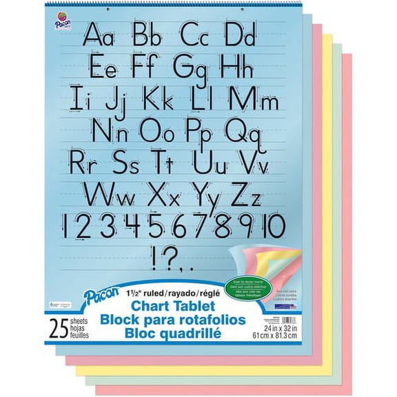 Pacon Colored Paper Chart Tablet - 24" x 32" - 5 Assorted Colors - No - 25 / Each | Bundle of 2 Each