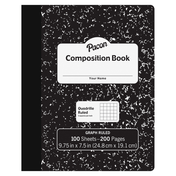 Pacon Composition Book - 100 Sheets - 200 Pages - Quad Ruled - 0.20 Pacon Composition Book - 100 Sheets - 200 Pages - Quad Ruled - 0.20