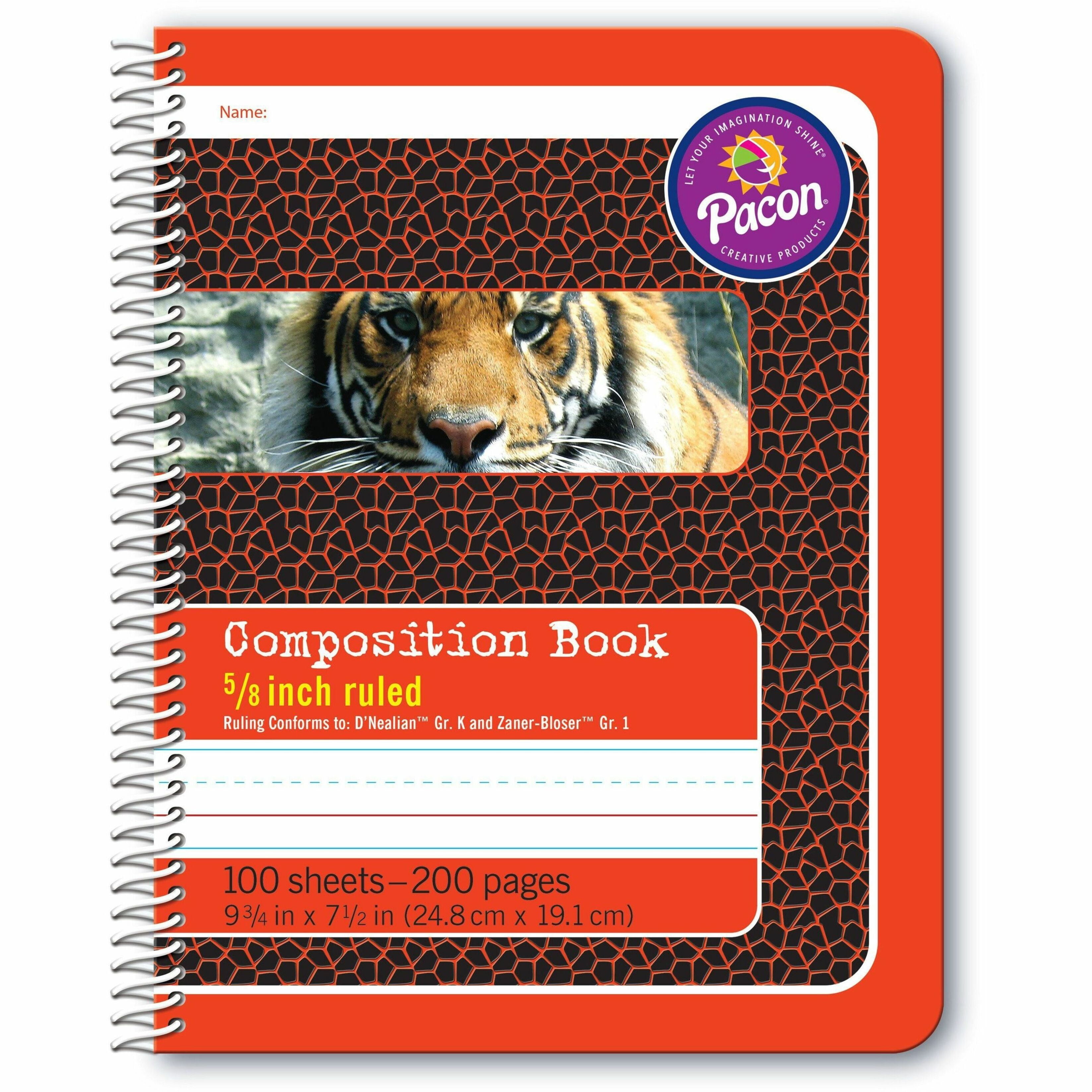Pacon Composition Book - 100 Sheets - 200 Pages - Spiral Bound - Short Way Ruled - 0.63 Pacon Composition Book - 100 Sheets - 200 Pages - Spiral Bound - Short Way Ruled - 0.63