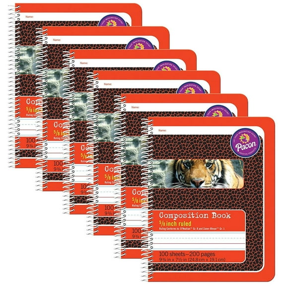 Pacon Composition Notebooks 9.75" x 7.5" Wide Ruled 100 Sheets Multicolor 6/Bundle (PAC2432-6)