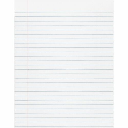 Pacon Composition Paper - Letter, Wide Ruled Front Ruling, 0.37" Ruled, Ruled Red Margin, 8 1/2" x 11" Sheet Size, White Paper, Unpunched (2401) | 2 Reams