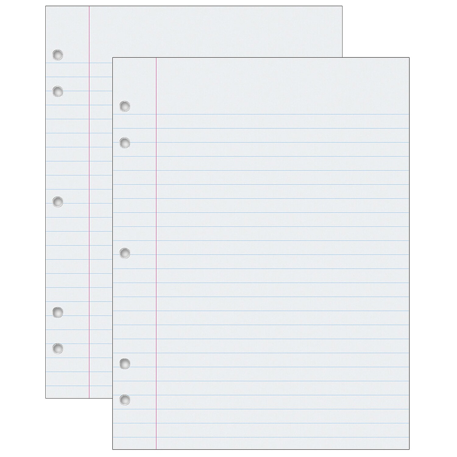 Mirgin Paper Pacon Composition Paper, White, 5-Hole Punched, Red Margin, 3/8