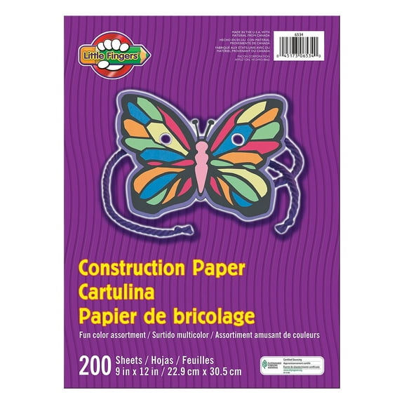 Pacon Construction Paper, Assorted Colors, 9" x 12", 200 Sheets