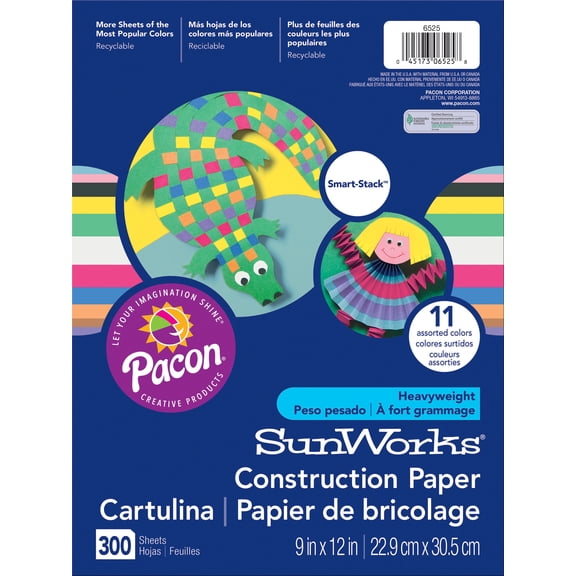 SunWorks® Construction Paper Smart-Stack™, 9"x 12", Assorted Colors, 300 Sheets