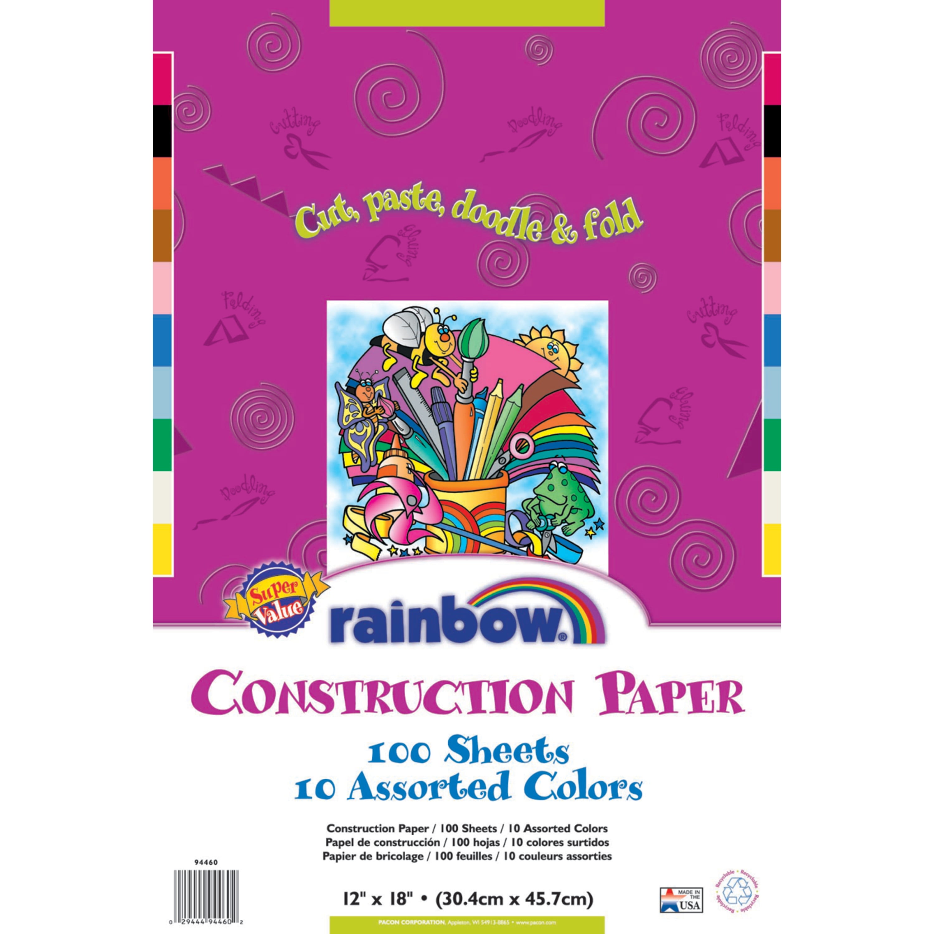 Construction Paper, Bright White, 12 x 18, 100 Sheets - PAC8708, Dixon  Ticonderoga Co - Pacon