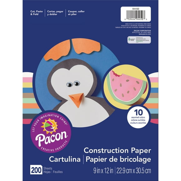 Pacon Construction Paper Value Pack, 200 Sheets, 9" x 12"