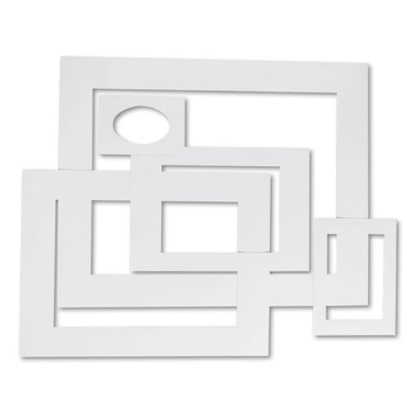Pacon Corporation 72500 White Pre-Cut Mat Frames For Photo & Art - 12 Mats In 5 Assorted Sizes