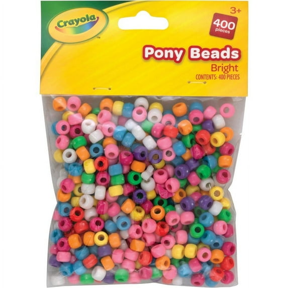Pacon Crayola Pony Beads - Key Chain, Project, Party, Classroom, Necklace, Bracelet - 400 Piece(s) - 24 / Each - Bright Assorted | Bundle of 5