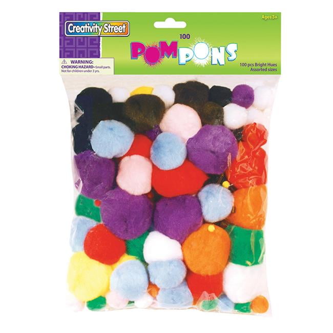 Pacon  Creativity Street Pom Poms, Assorted Colors & Sizes - Pack of 3