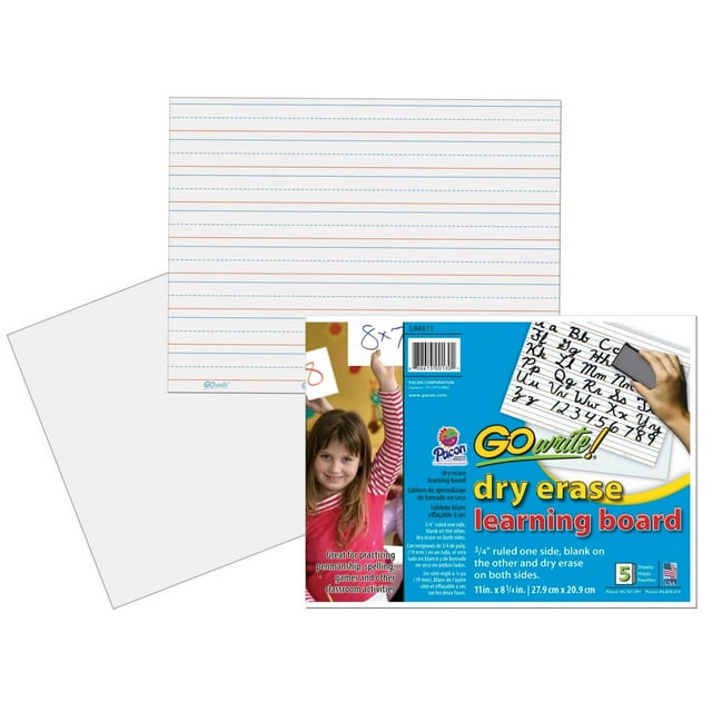 Pacon Dry Erase Learning Boards 8 1/4 x 11 5 Boards/PK LB8511