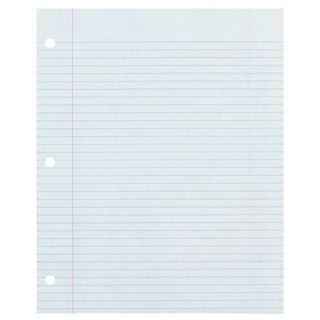 Ecology Recycled Filler Paper, White, 3-Hole Punched, 9/32" Ruled w/ Margin 8-1/2" x 11", 500 Sheets
