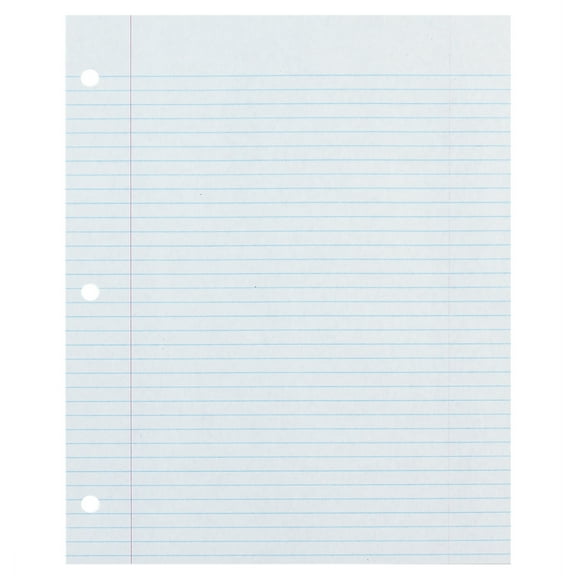 Ecology Recycled Filler Paper, White, 3-Hole Punched, 9/32" Ruled w/ Margin 8-1/2" x 11", 500 Sheets
