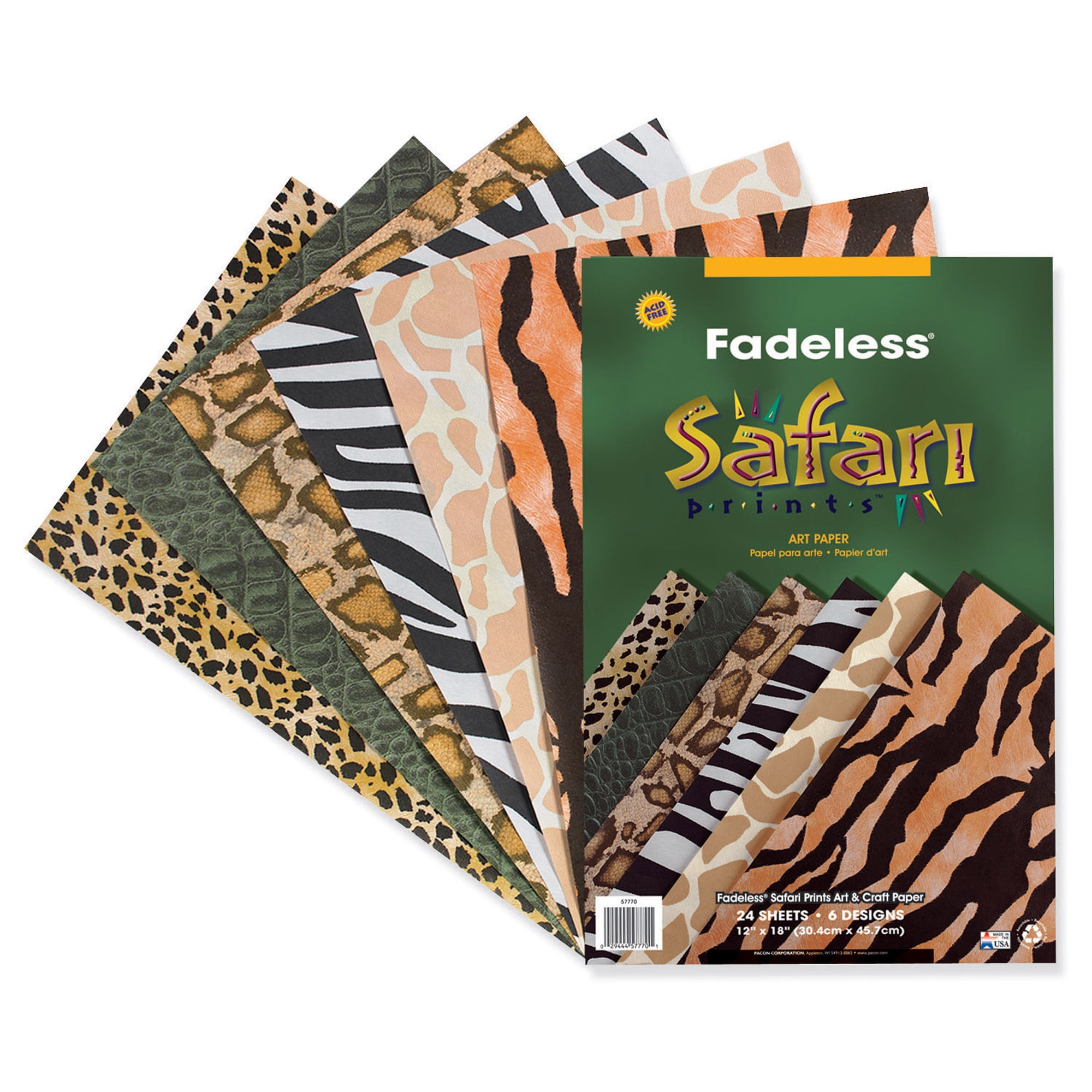 14 4-Pack Safari Animal Print Cheetah Giraffe Tiger Zebra Paper