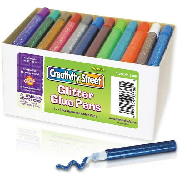 Pacon Glitter Glue Pens Classpack - Decoration, Fun and Learning, Collage, Classroom - 72 / Box - Assorted Neon | Bundle of 2 Boxes