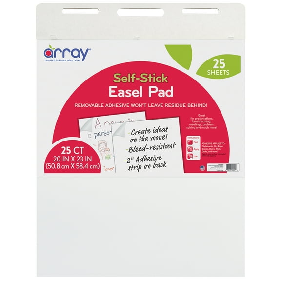 Pacon GoWrite! Self-Stick Easel Pad, 20" x 23", White, 25 Sheets