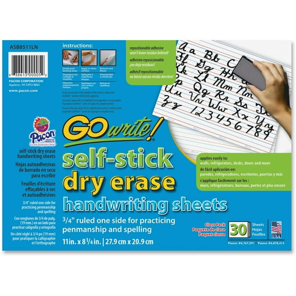 Pacon GoWrite! Self-stick Dry Erase Handwriting Sheets