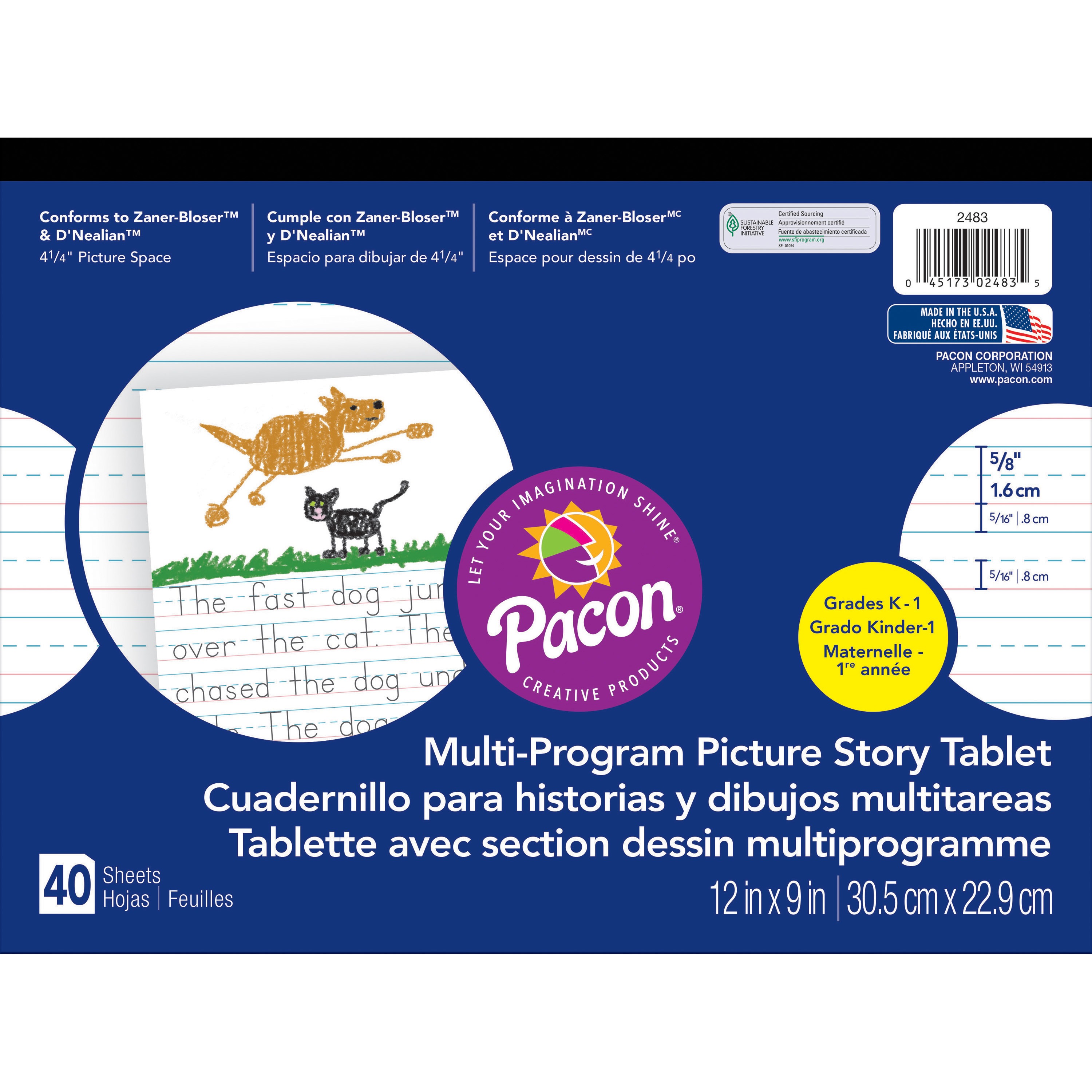 Pacon Handwriting Paper Tablet with Picture Story Space, Grades K & 1