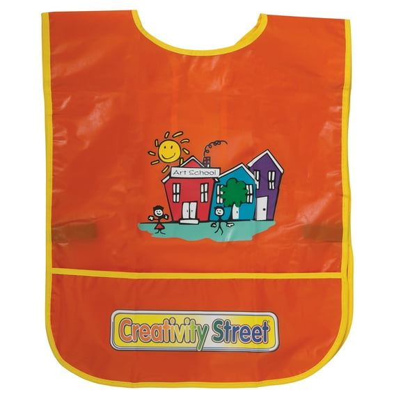 Creativity Street Children's Artist Smock, Ages 3 to 8, Orange, 15" x 12", 1 Piece