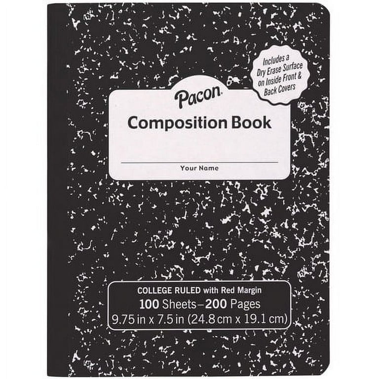 Pacon Marble Hard Cover Wide Rule Composition Book - 1 Subject(s) - 100 Sheets - 200 Pages - Wide Ruled - Red Margin - 9.75 Pacon Marble Hard Cover Wide Rule Composition Book - 1 Subject(s) - 100 Sheets - 200 Pages - Wide Ruled - Red Margin - 9.75
