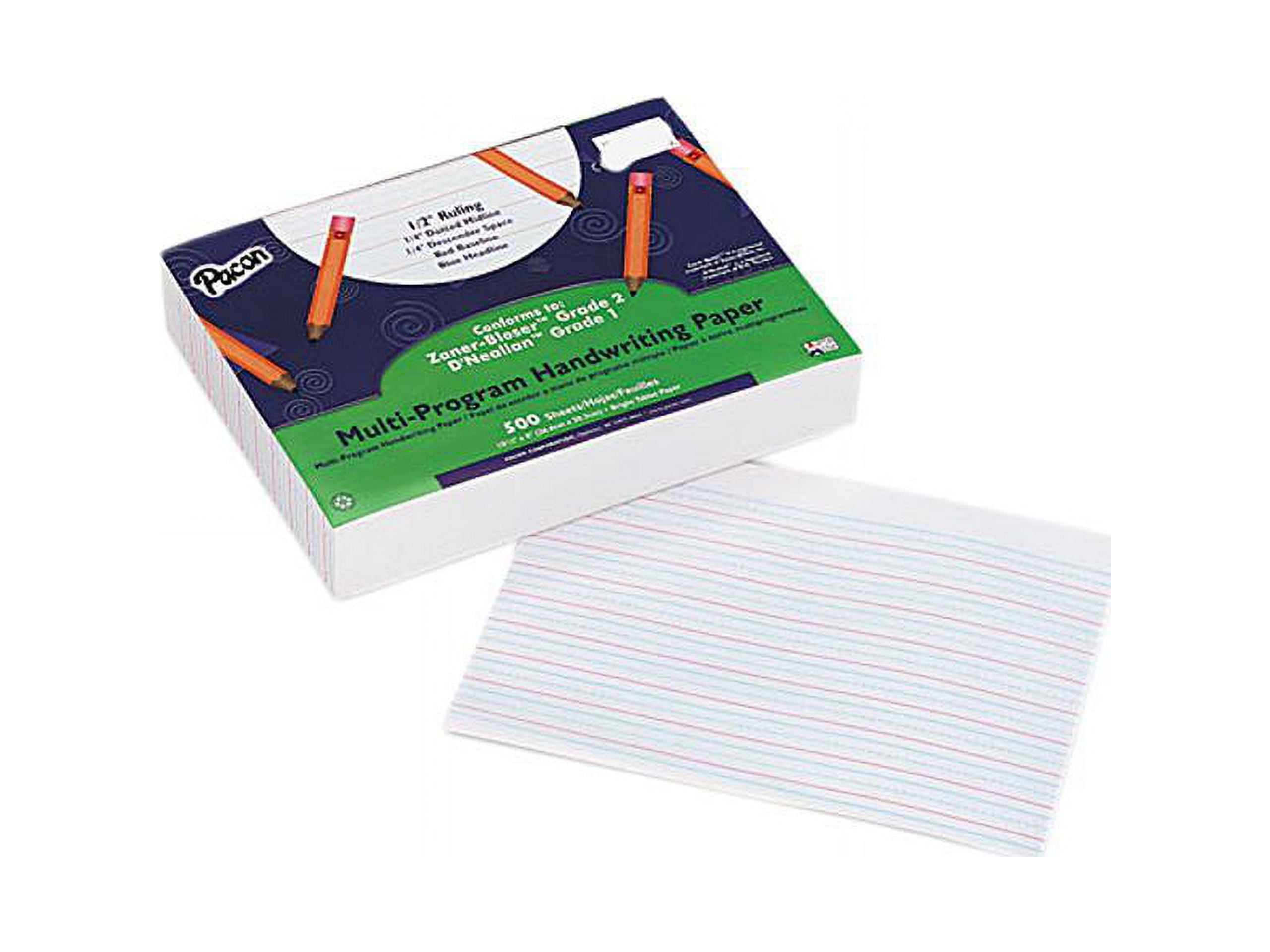 Pacon MultiProgram Handwriting Paper, Grades 1/2, 1/2" Rule, White