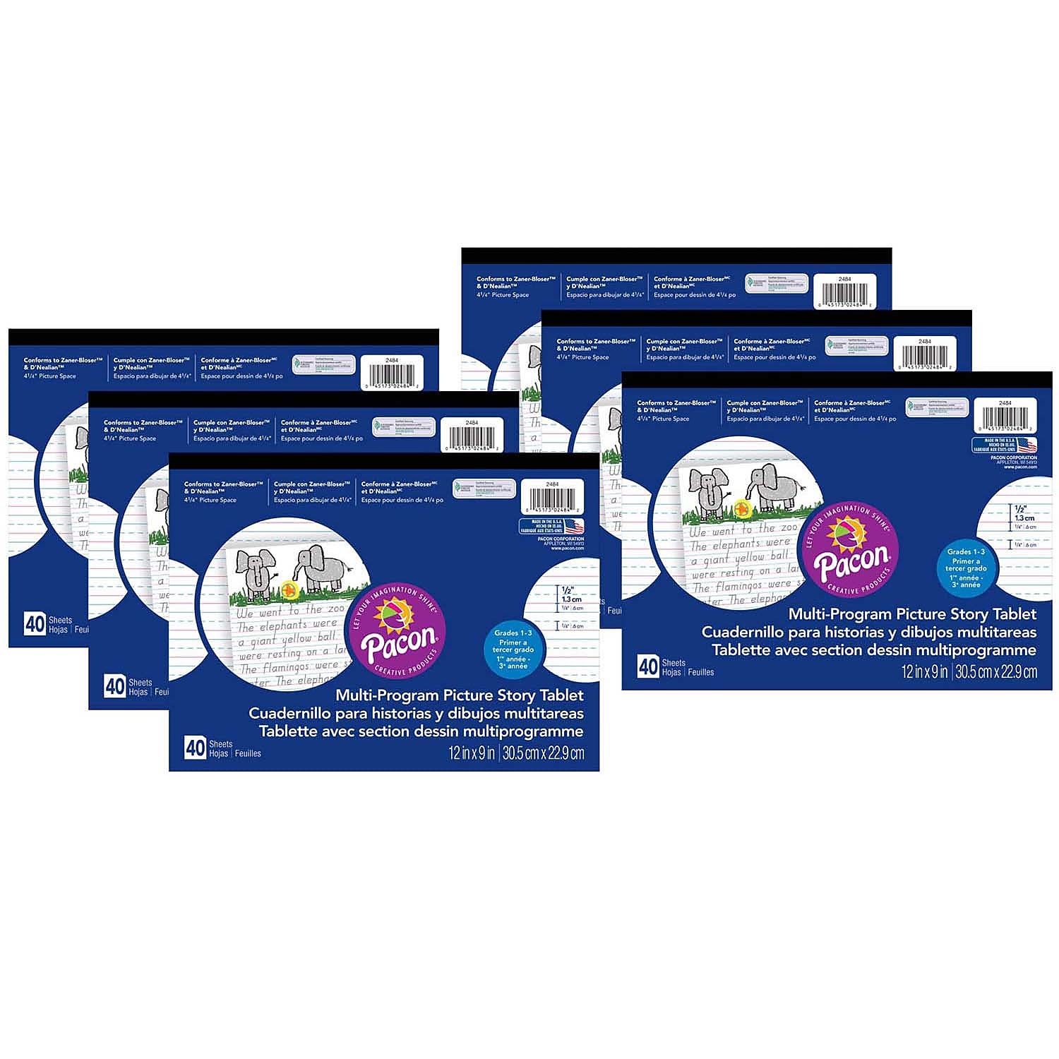 Pacon Multi-Program Handwriting Tablet 40 Sheets 6/Pack (PAC2484-6)
