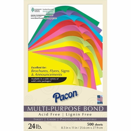Pacon Kaleidoscope Multipurpose Colored Paper, 24lb, 8-1/2 x 11, Violet, 500 Shts/Rm -PAC102058