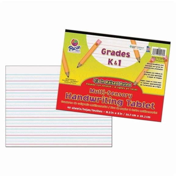 Pacon Multi Sensory Handwriting Tablet - 40 Sheets Per Pack - 3 Each