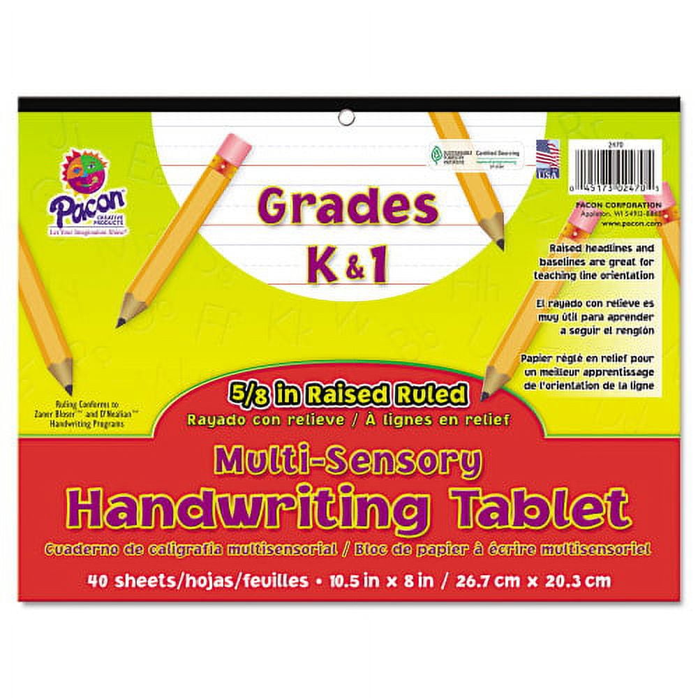 Pacon MultiSensory Handwriting Tablet, 5/8" Long Rule, 8 x 10.5, 40