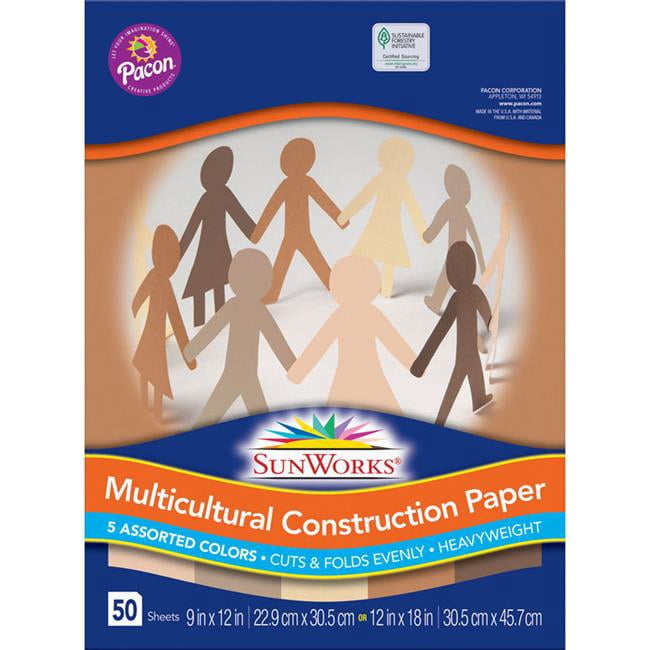 Pacon  Multicultural Construction Paper, 9 x 12 in. - Pack of 5