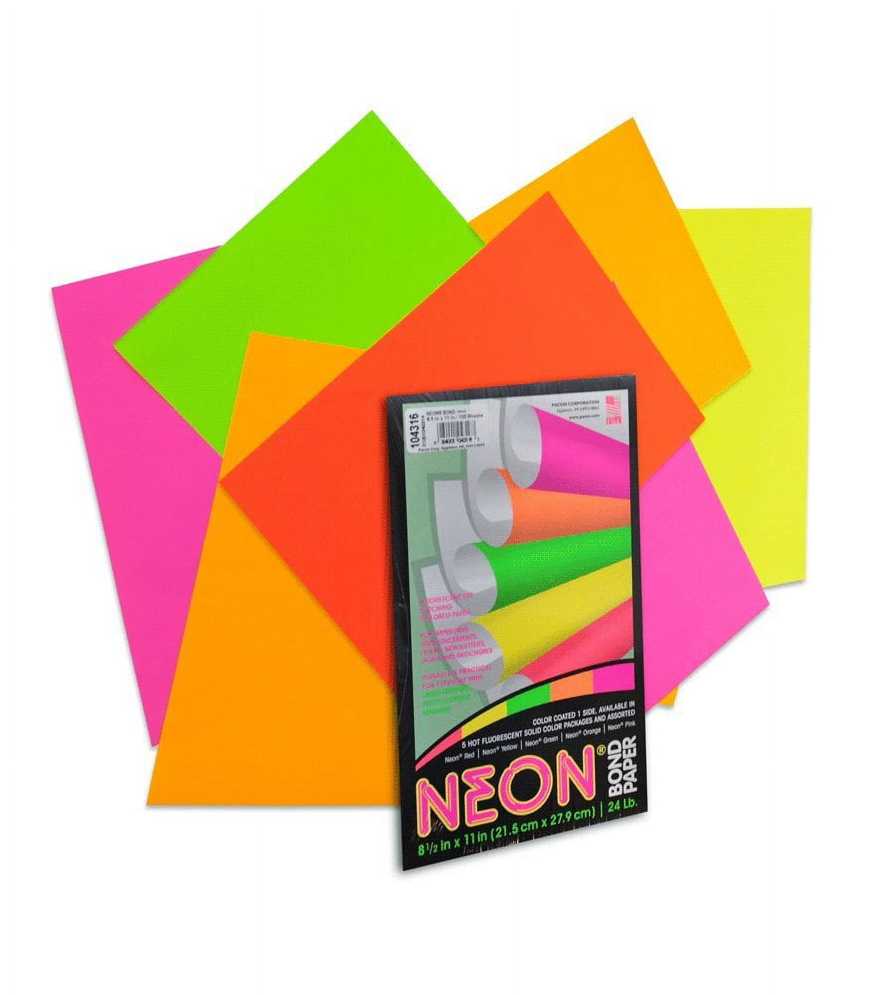 Pacon Neon Multi-Purpose Paper, 8-1/2 x 11 Inches, 24 lb, Assorted Neon  Colors, Pack of 100