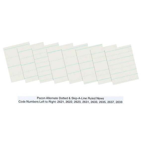 Pacon Newsprint Handwriting Paper, Alternate Dotted, Grade 1, 1" x 1/2" Ruled Long, 11" x 8-1/2", 500 Sheets