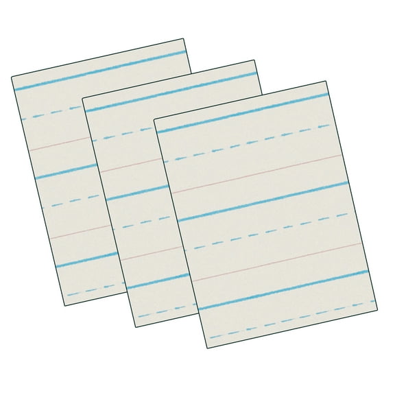 Pacon Newsprint Handwriting Paper, Skip-A-Line, Grade 1, 1/2" x 1/4" x 1/4" Ruled Long, 11" x 8-1/2", 500 Sheets Per Pack, 3 Packs