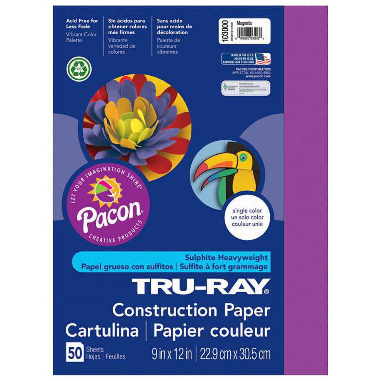 5 Pk) Tru Ray 12x18 Purple Construction Paper 50sht Per Pk