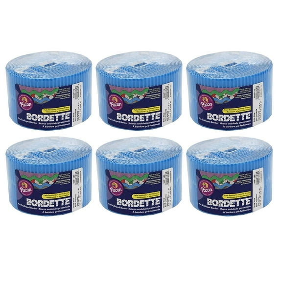 Pacon PAC37176-6 2.25 in. x 50 ft. Bordette Decorative Border, Brite Blue - 6 Roll