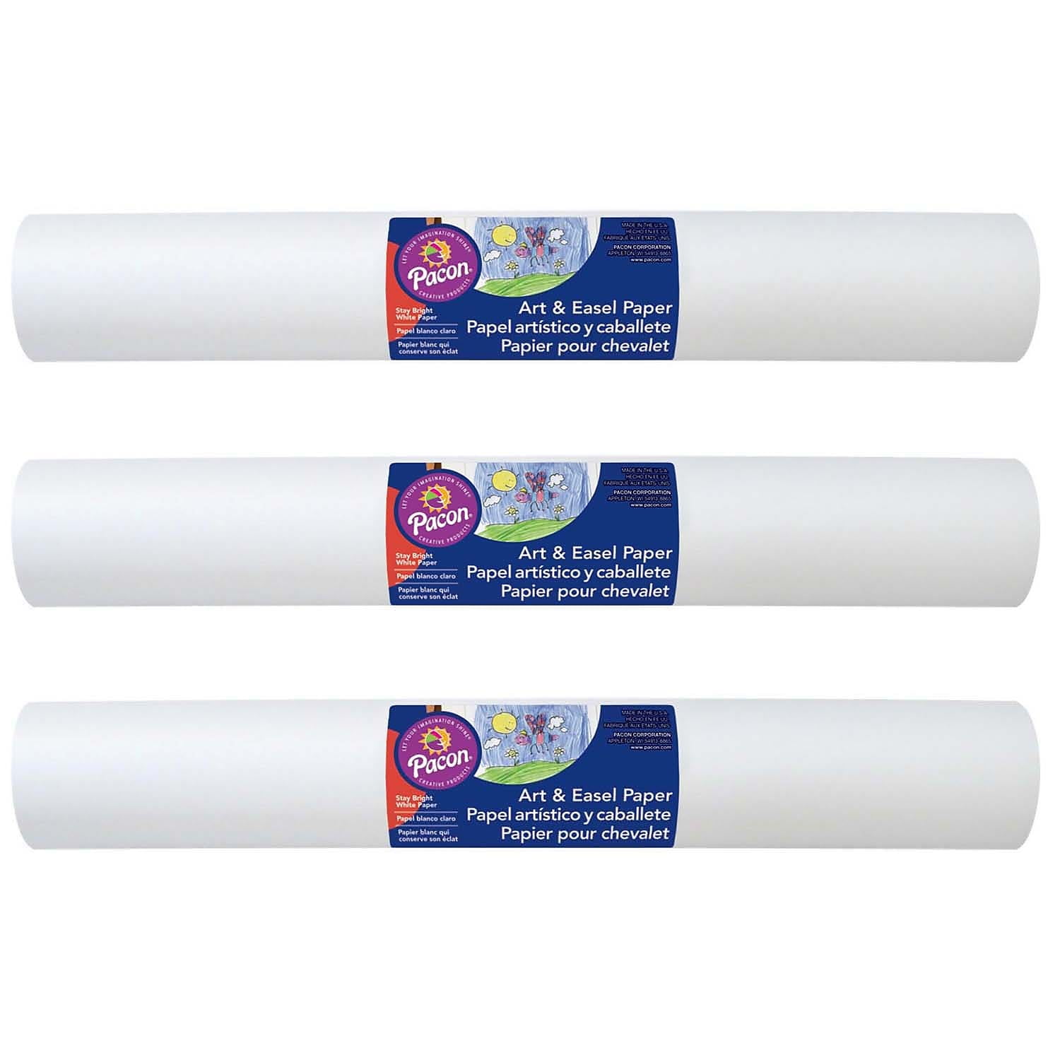 Pacon® Art & Easel Paper Roll, 18 x 50', White, 3/pkg 