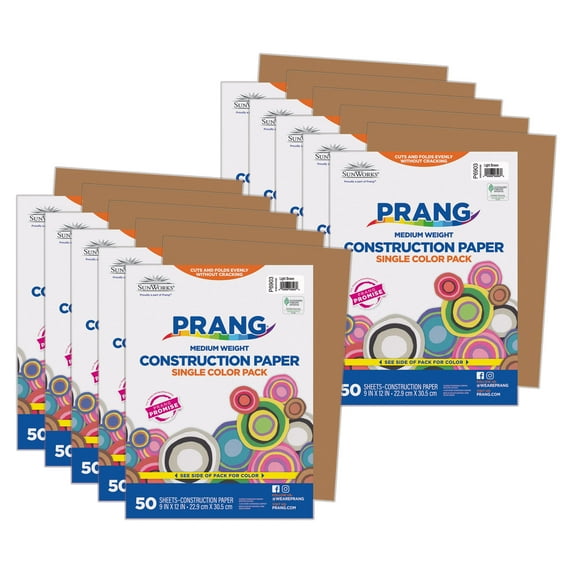 Prang Construction Paper, Medium Weight, Light Brown, 9" x 12", 50 Sheets Per Pack, 10 Packs