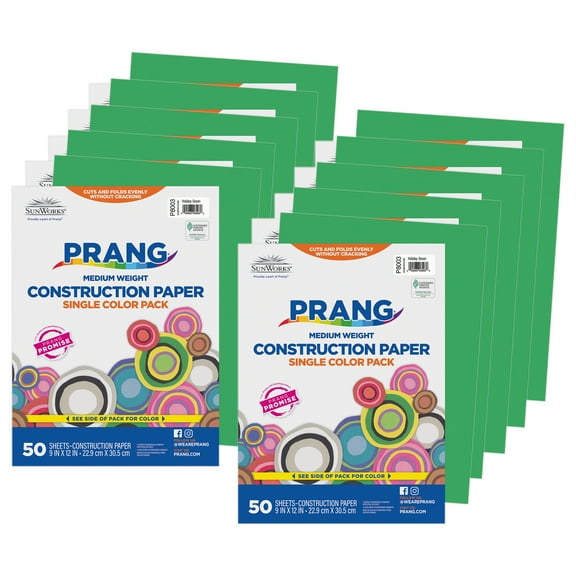 Prang Construction Paper, Medium Weight, Holiday Green, 9" x 12", 50 Sheets Per Pack, 10 Packs