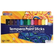 Creativity Street Glide-On Tempera Paint Sticks, 12 Assorted Primary Colors, 5 grams, 12 Count