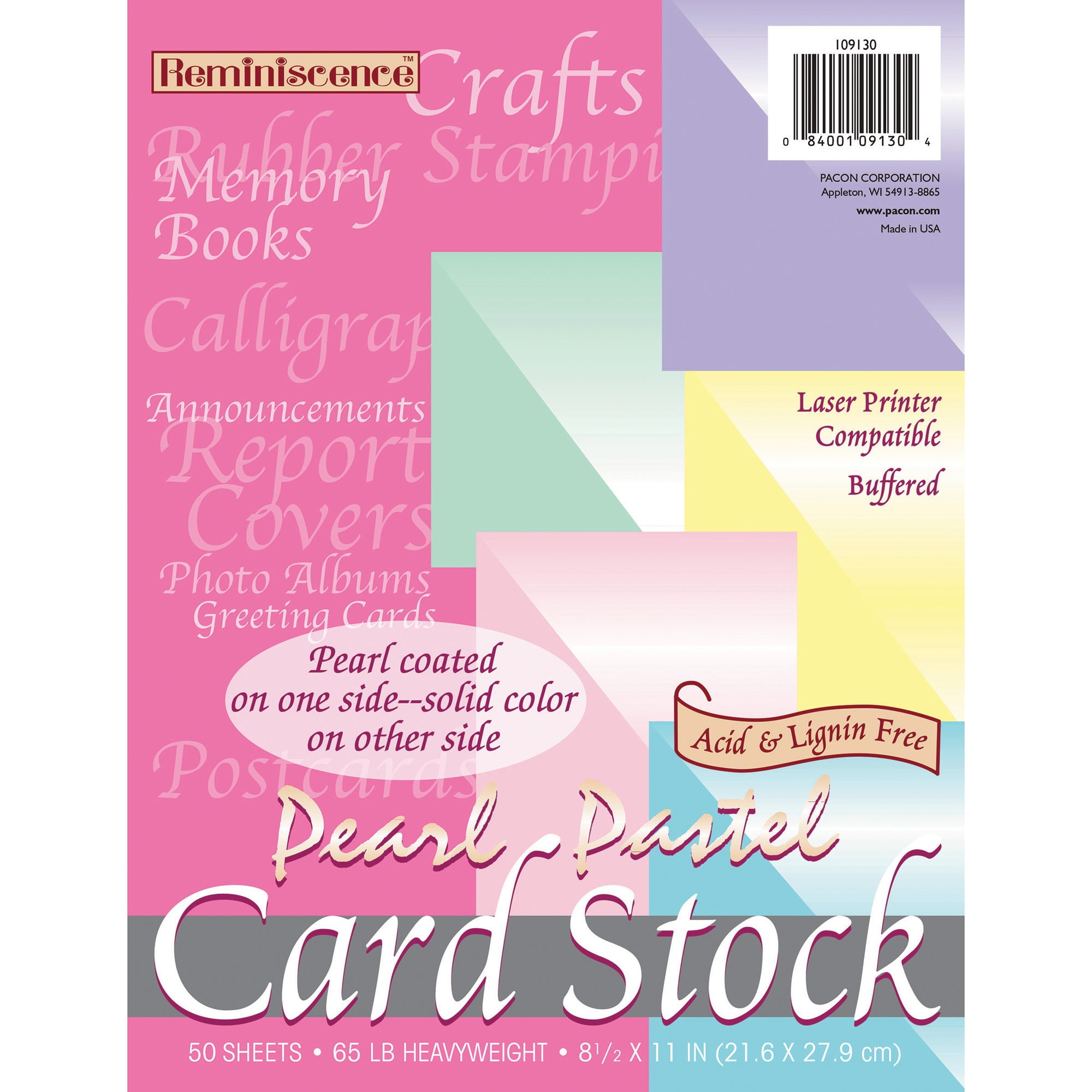 Pacon Reminiscence Card Stock 65 lbs. Letter Assorted Pastel Pearl ...