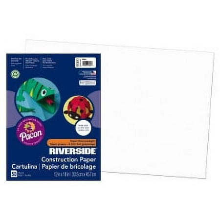 Pacon Riverside Construction Paper, 12" x 18", White